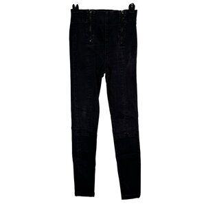 Frame Black Denim Skinny Jeans Pants w/ Zippers Goth Punk Emo Alternative Sz 25